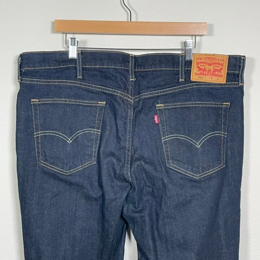 Levi's 541 Jeans Mens 44x38 Dark Wash Athletic Taper Big Tall Rigid Dragon